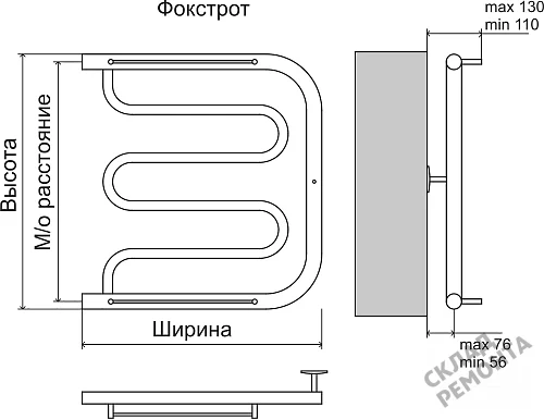 Фото Полотенцесушитель водяной Terminus Trend Фокстрот 32/20 AISI 32х2 1" 500*400 фокстрот хром купить в Новосибирске: цена, описание, фото. Интернет-магазин 3