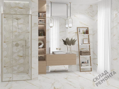 Фото Декор Azori Калакатта Королевская Геометрия бежевый с золотом 315*630 – купить в Новосибирске: цена, описание, фото. Интернет-магазин 6