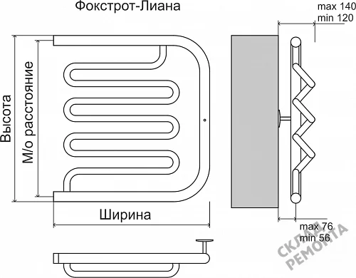 Фото Полотенцесушитель водяной Terminus Фокстрот Лиана 32/20 1" 500*700 фокстрот хром купить в Новосибирске: цена, описание, фото. Интернет-магазин 2