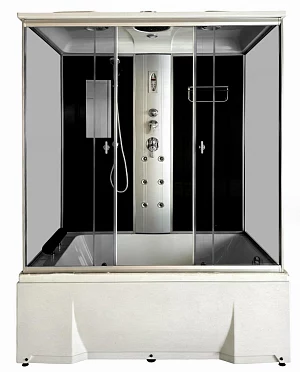 Душевая кабина Aquacubic 3312B grey black высокий поддон прямоугольная 170*85