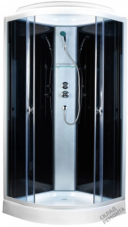 Фото Душевая кабина Aquapulse 4023D grey black низкий поддон угловая 100*100 купить в Новосибирске: цена, описание, фото. Интернет-магазин 2