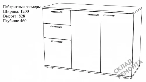 Фото Комод BTS Стандарт-3 дуб крафт белый – купить в Новосибирске: цена, описание, фото. Интернет-магазин 5